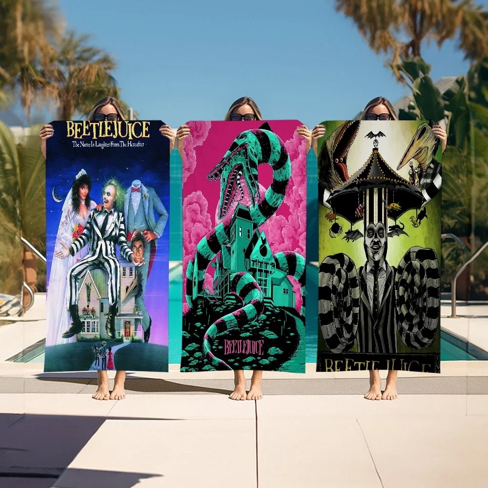 ビートルジュース2-子供用ヴィンテージバスタオル,マイクロファイバー,柔らかく,吸水性,通気性,漫画,ビーチ,装飾,女の子,映画 - 15