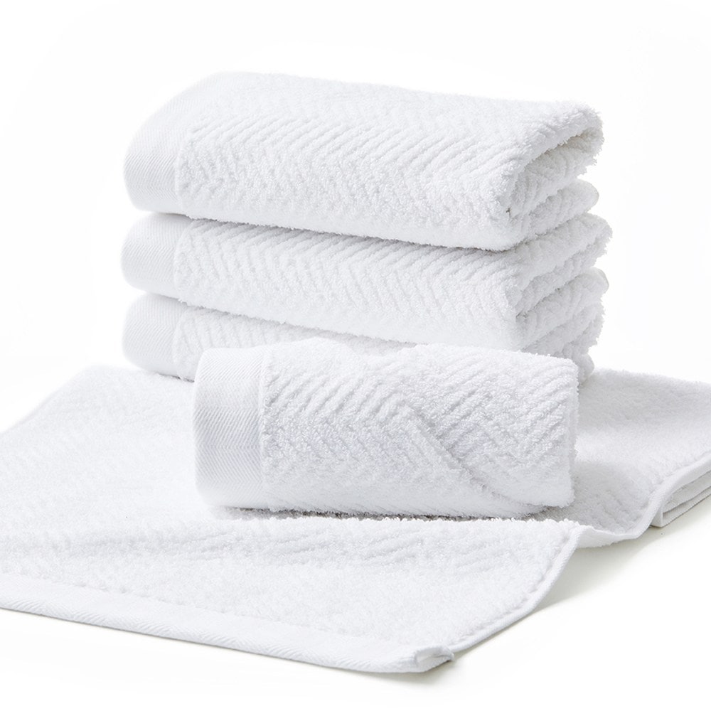 ソフトタッチヘリンボーンホテルタオル170g 40水綿糸モダンホワイト10個