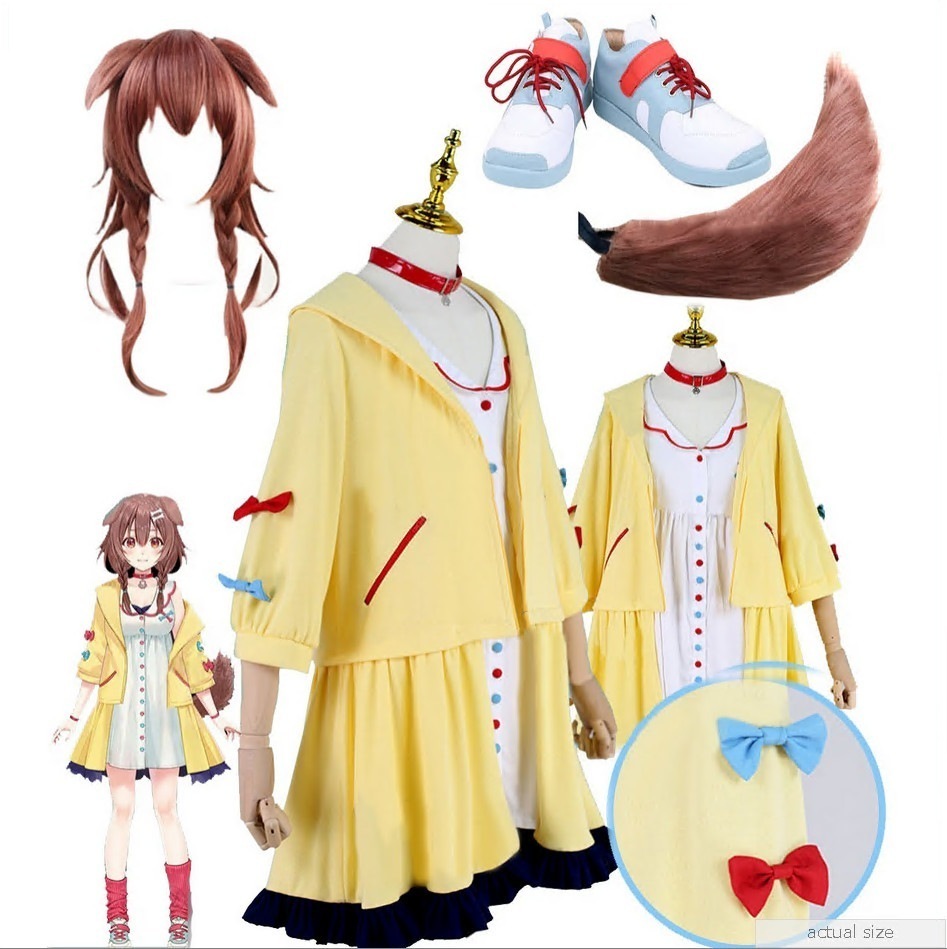 バーチャルYouTuber VTuber 戌神ころね 黄色 ホワイト ワンピース コスプレ衣装コスチューム変装 ステージ服