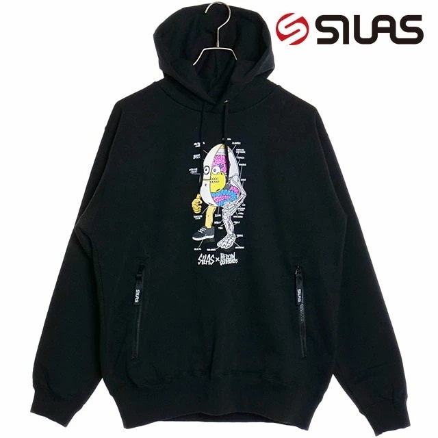 ヘロイン コラボ フーディー [110251012001] SILAS x HEROIN HOODIE メンズ トップス スウェットパーカー プルオーバー BLACK