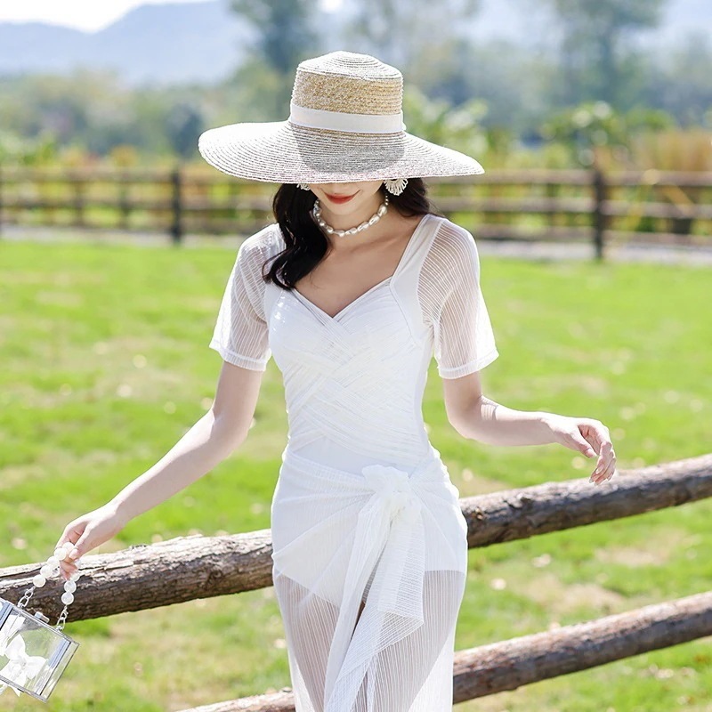 ワンピース水着 レディース 水着 夏 2点セット 体型カバー レースアップ 大きい 水着30%までに制限 5,192円