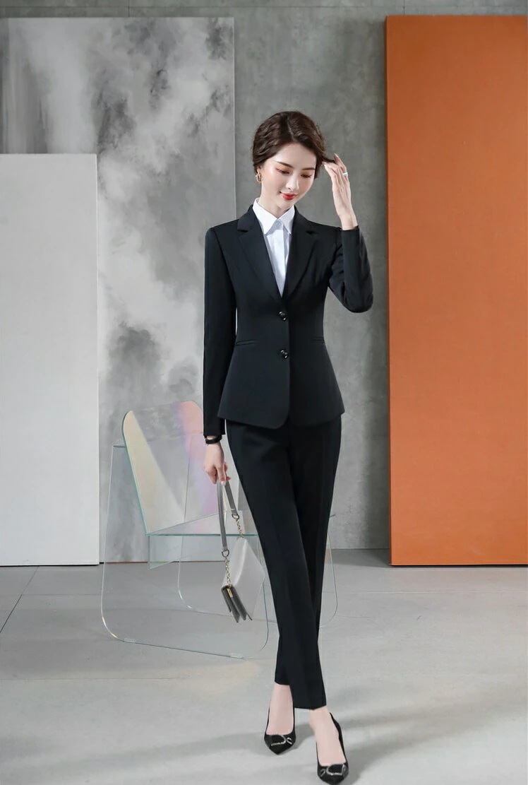 お买い得 S～5XL(6L)4色ブラック グレー ネイビー ブラウン スーツセット スーツ パンツスーツ ジャケット パンツ 結婚式 パーティー OL 卒業式 入学式 インスタ 撮影ジャケット 4,928円