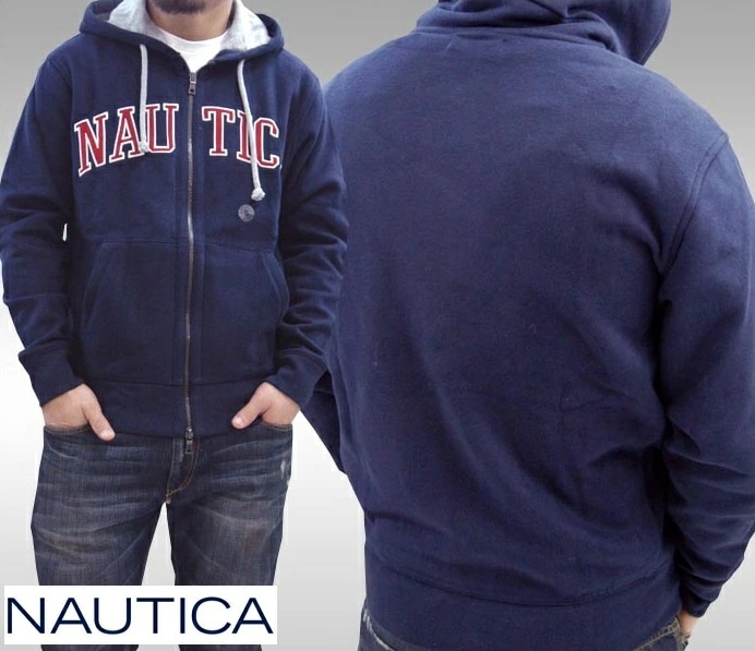 セール ノーティカ メンズ パーカー ネイビー NAUTICA ノーチカ フーディー ジップパーカー インポート ブランド SURF サーフィン サーフ スポーツ ヴィンテージ アメリカン カジュ