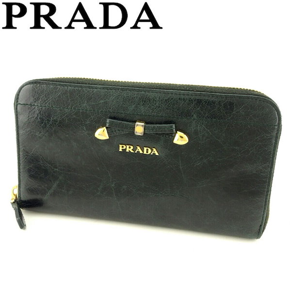 Qoo10] PRADA 長財布 ラウンドファスナー 財布 リボン