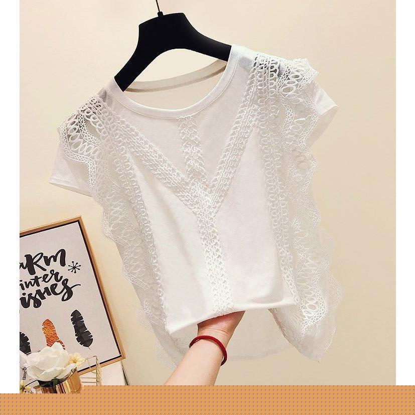 夏新作レースタックトップ 夏 ブラウス レディース フレンチ袖 フレンチスリーブ トップス シャツブラウス オフィス シフォンブラウス おしゃれ