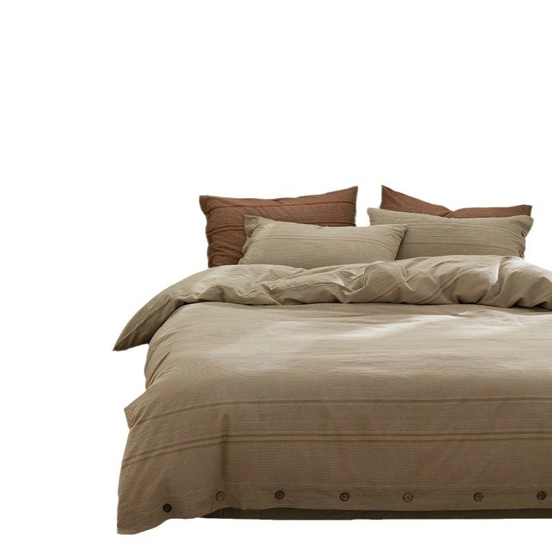 ベッドカバーセット 日式 水洗 100％ コットン シンプル 寝具 4点セット 布団カバー シーツ ボックスシーツ