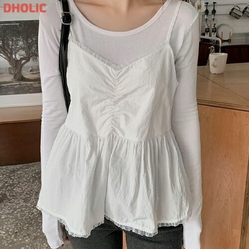 ギャザーフリルVネックペプラムビスチェ