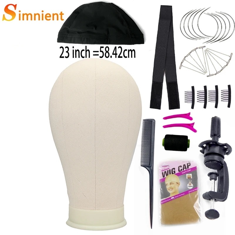 トレーニングマネキンヘッドキャンバスブロックディスプレイスタイリングマネキンwigtripodスタンドtピンかつらインストールキット 23white mini standエクステンション・つけ毛