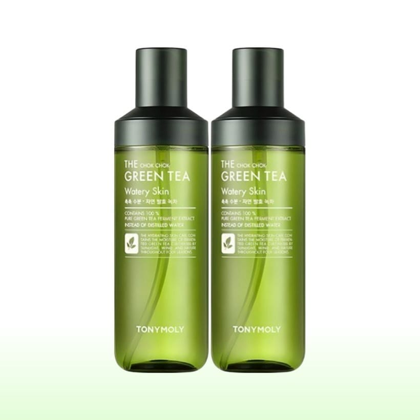 [1+1 さわやかな 発酵緑茶 化粧水 韓国人気] よりしっとり グリーンティー 水分スキン 180ml x2本 しっとりした肌 ウォータリー テクスチャー デイリー 低刺激 保湿 トナー おすすめ