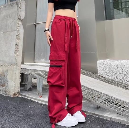 レディース パンツ ボトムス ワイドパンツ 丈長 フルレングス ワイド ストレート 裾ワイド ストリート ポケット ハイウエスト シンプル カジュアル おしゃれ かっこいい レトロ ラフ ボーイッシュ