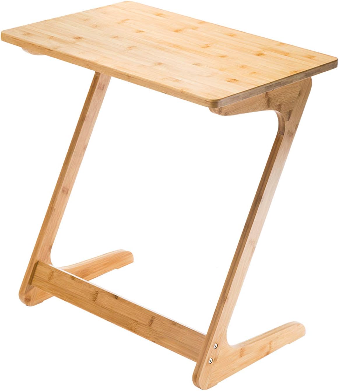 リビング ソファ サイドテーブル ノートパソコンテーブル 竹製 ベッドサイドテーブル Z字型が使い勝手の良い おしゃれ ナチュラル ブラウン 原木 (75*40cm, ナチュラル)