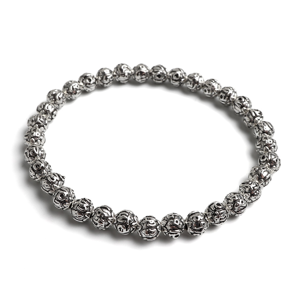 シルバー925 梵字ボールの数珠ブレスレット 幅6mm [bs292-6mm]