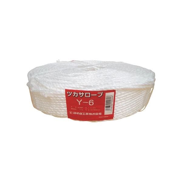 （まとめ）司化成工業 ツカサ PP融着 三本撚ロープ（ツカサロープ） Y-6 1巻 [x3セット]
