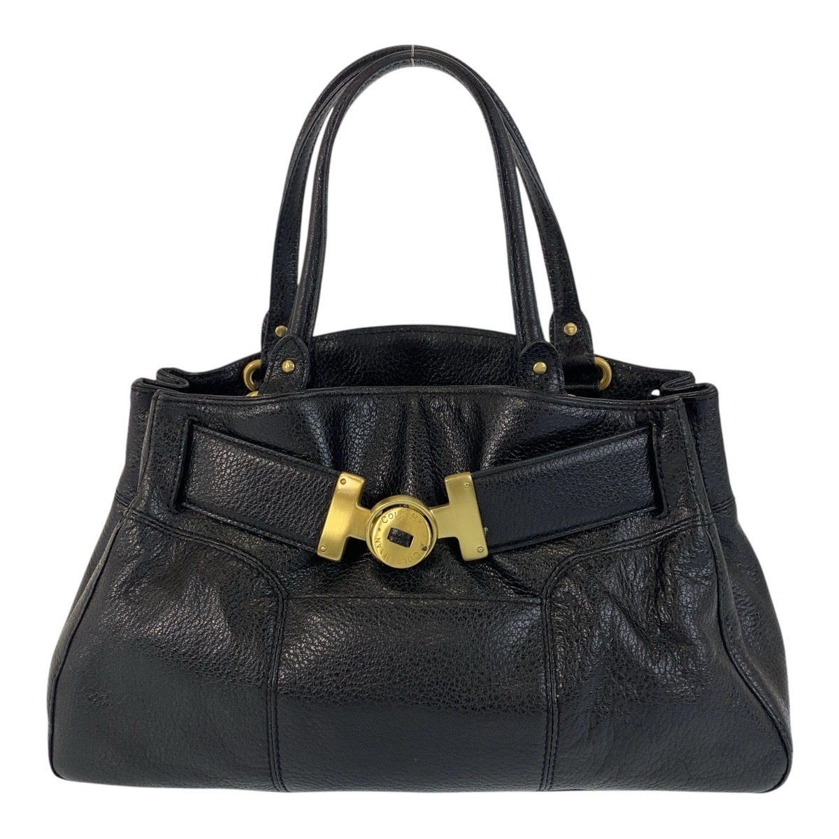 美品 ブラック 黒 ゴールド金具 レザー ハンドバッグ レディース 502484