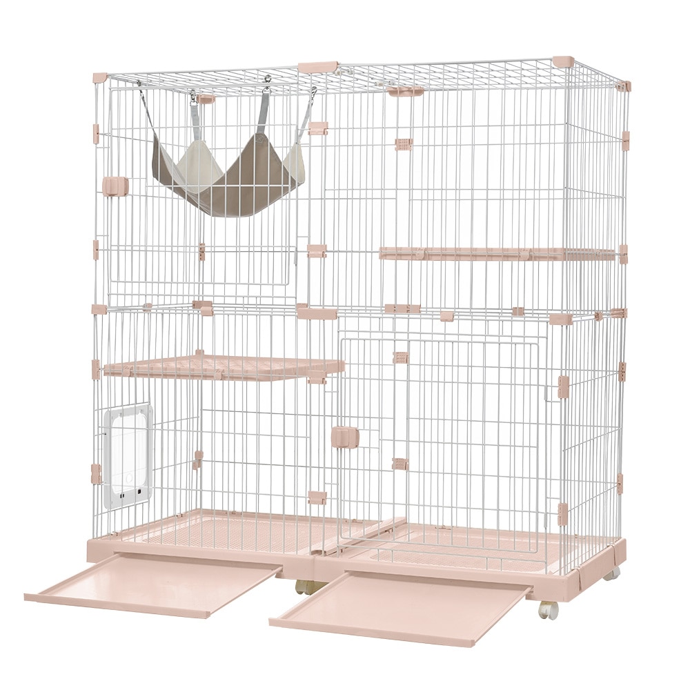 【2025新作 即納品 人気製品】猫 ケージ キャットケージ 2段 幅広設計 自由組み合わせ トレー付き 猫ドア付き ハンモック付き 大型 猫ゲージ 高級感 おしゃれ キャットハウス ネコ ハウス 多 14,513円