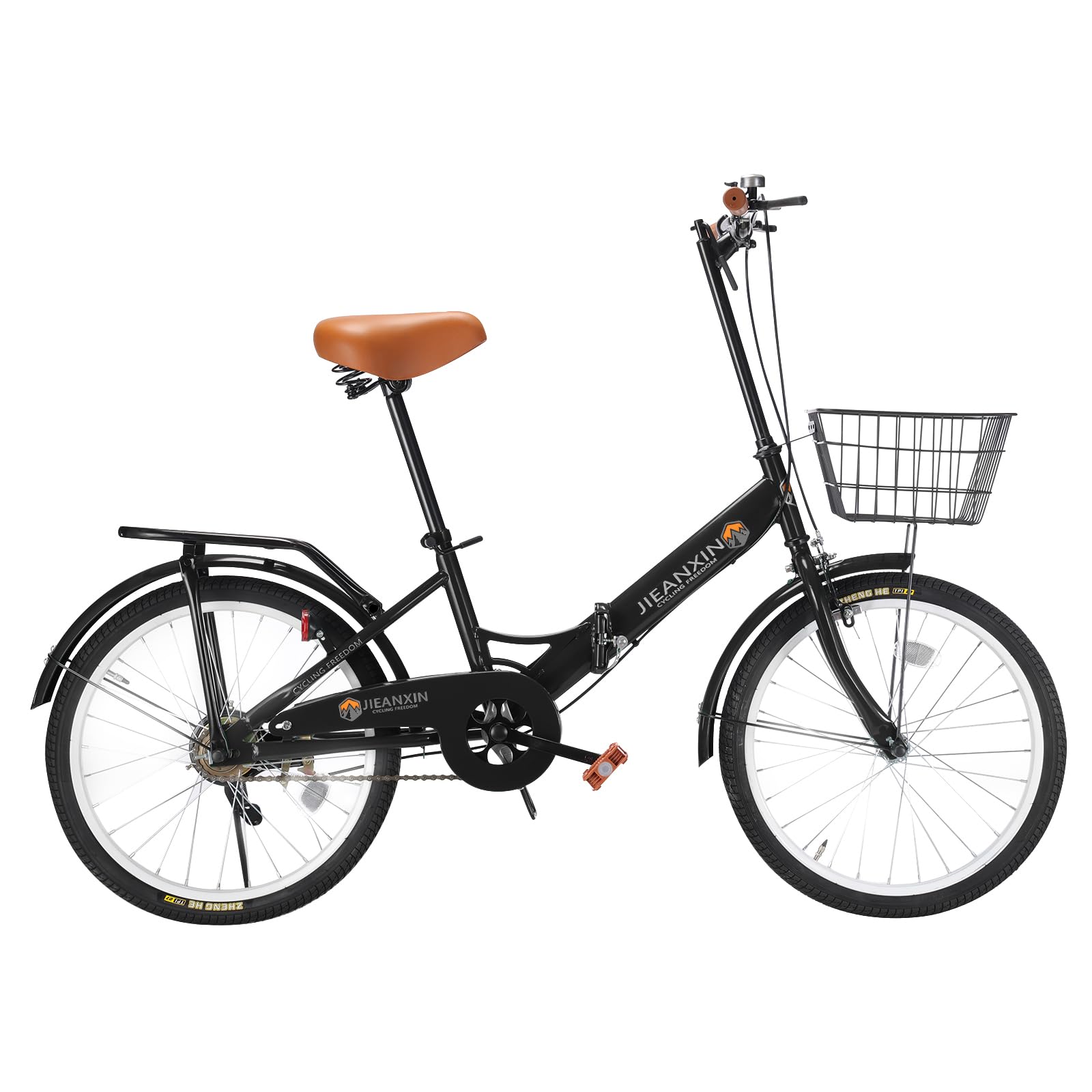 J-TANXJ 自転車 折りたたみ自転車 20インチ 軽量 小径車 防滑タイヤ 高炭素鋼フレーム カゴワイヤー錠ライト付き 前後泥除け装備 通勤 通学 街乗り 09