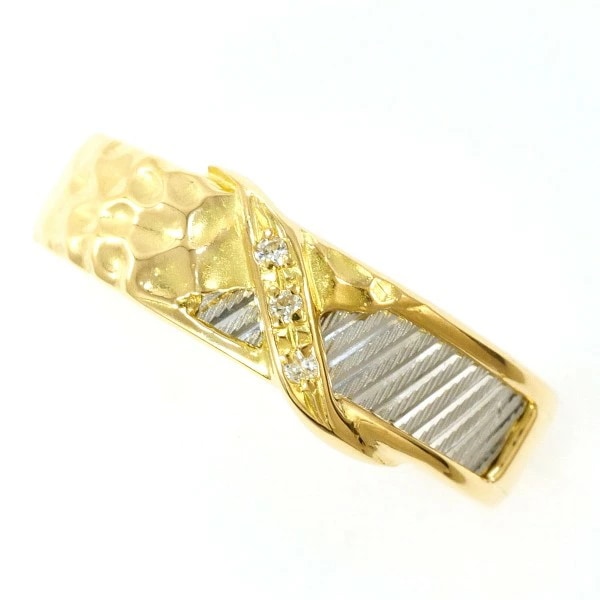 PT900 プラチナ K18YG リング 指輪 13.5号 ダイヤ 0.02 ジュエリー 中古 38,565円