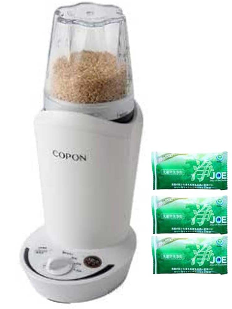 ＭＫ精工 小型精米機 新型 COPON（コポン） 2合用 ホワイト SMH-201W 洗剤ＪＯＥ３０ｇ×３個付 家庭用精米機