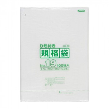 ジャパックス LD規格袋 厚み0.030mm No.19 ひも付き 透明 100枚×5冊×3箱 LK19