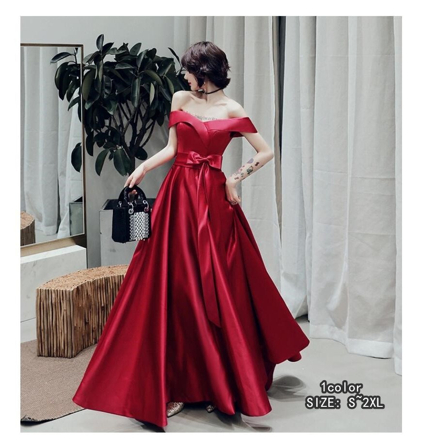 ロングドレス ウエディングドレス パーディードレス オフショルダー aラインワンピース 大きいサイズ