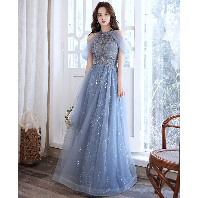 女性のためのエレガントなレースのロングドレス,婦人服,ラウンドネック,イブニングドレス,プロム Amazon | [Ornrjfll] シフォンマキシ V ネックロイヤルブルー