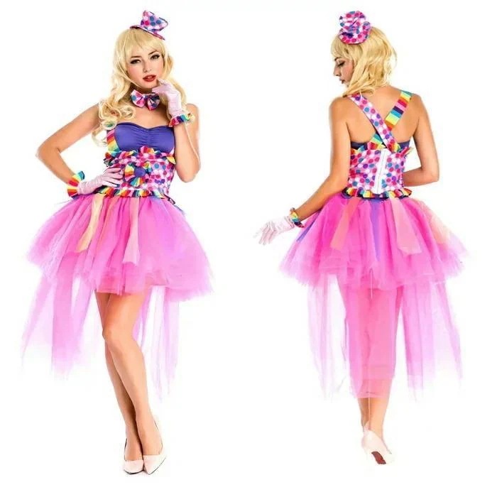 ハロウィン 衣装 レディース ピエロ 道化師 サーカス カラフル 大人用 ハロウィン 仮装 舞台 ステージ コスチューム パーティー イベント コスプレ衣装