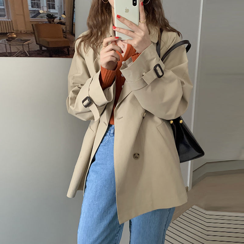 今年人気の2025春秋の女性用ミドル丈と小さめのウインドブレーカー韓国風学生風ジャケットがトレンドです