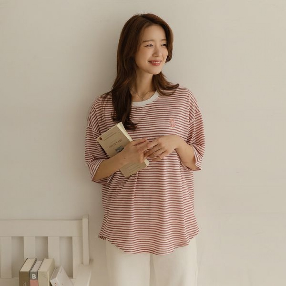 [Elysia] Sec ラウンドストライプ半袖Tシャツ