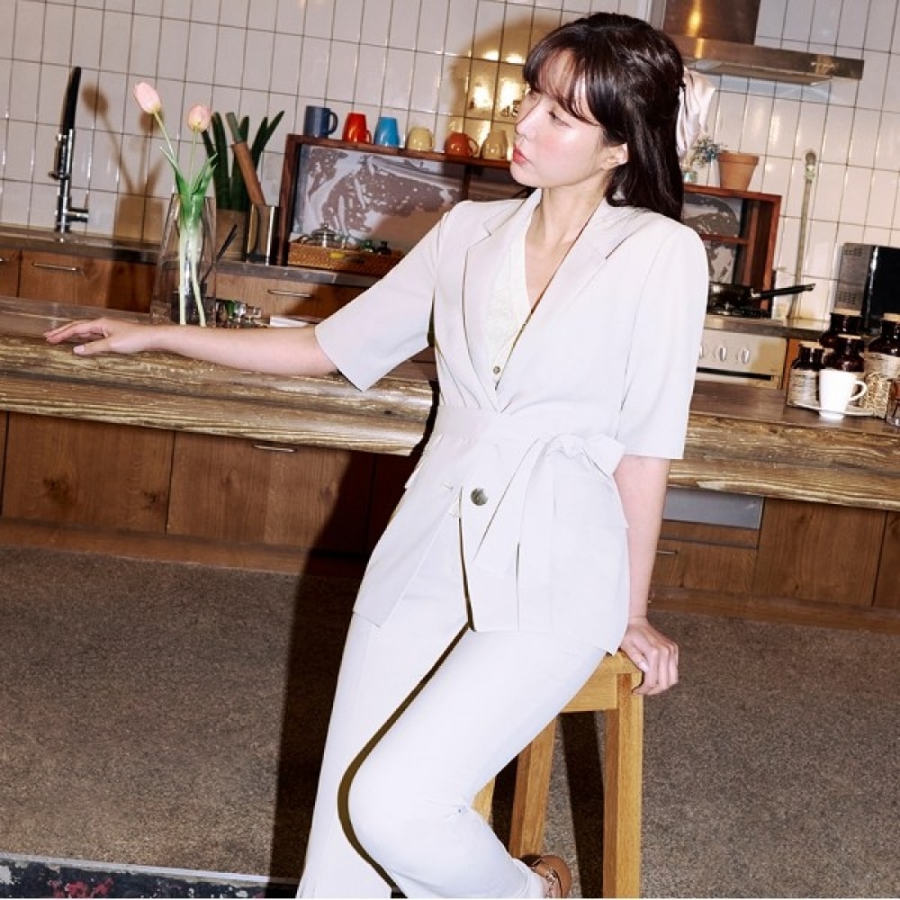 [ベスティヴェリ] UVクール5パートテーラードセットアップジャケットライトグレー BGJAE1148