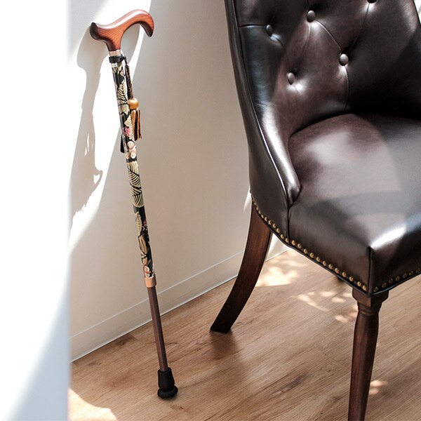 杖 ウィリアムモリス ブランブル 伸縮 軽量 おしゃれ 女性 介護 伸縮杖 10段階調節 つえ ウィリアムモリス ストラップ付き 滑りにくい 歩行補助 外出 散歩 転倒防止 高級感 介護用品