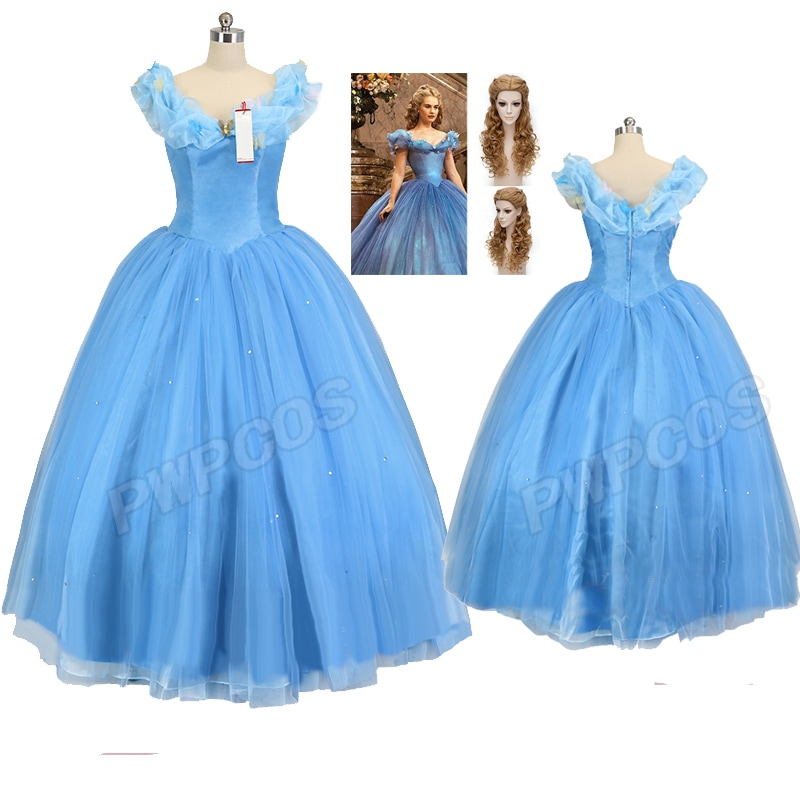 シンデレラ ドレス Cinderella コスプレ衣装 フルセットバニエ付き　プリンセスドレス 結婚式 文化祭 学園祭 演劇服装 文化祭 ハロウイン パーティー 宴会 文化祭 変装 大人用