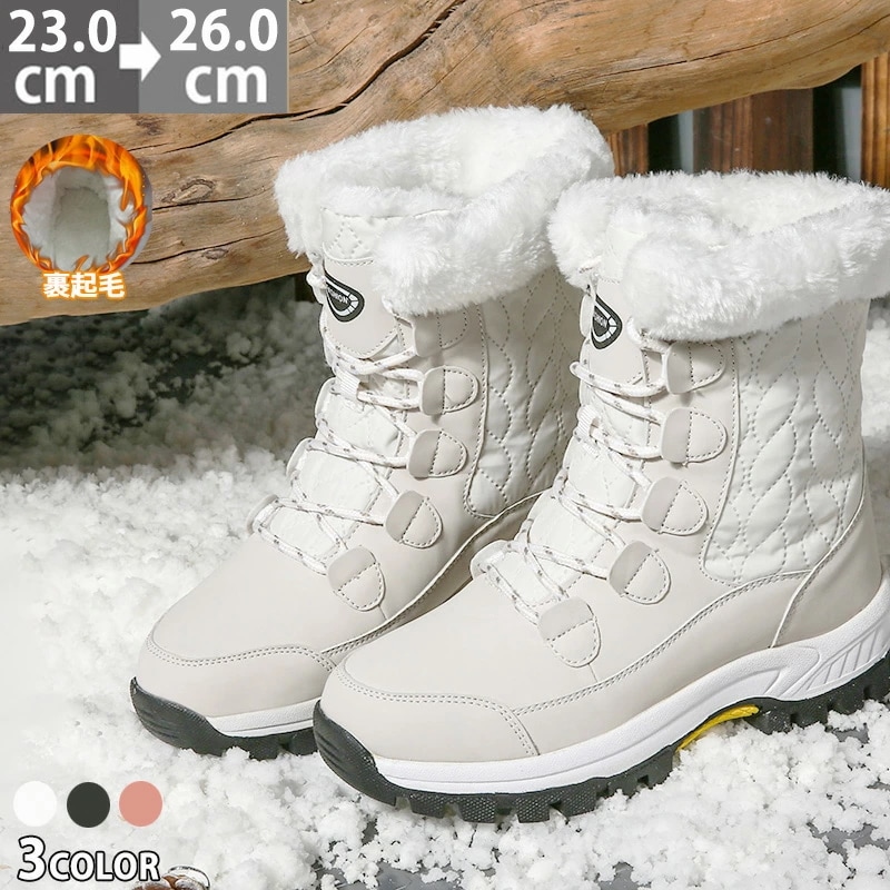 スノーブーツ レディース 大きいサイズ 26cm レディース 3cmヒール ウィンターブーツ 黒 雪対策 雪遊び スキー 雪用ブーツ 防寒 裏起毛 撥水 雨靴 もこもこあったか履きやすい 超耐滑 軽い