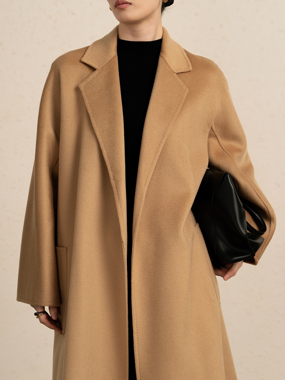 ヤギの綿毛の水の波紋の光沢25秋冬の新しいコート女性の長い両面カシミヤのコート