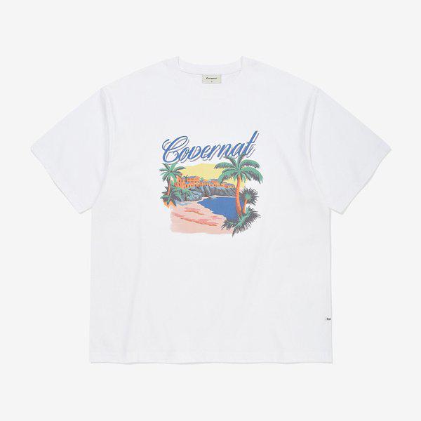 クールコットン トロピカル グラフィック Tシャツ ホワイト CO2602ST25WH