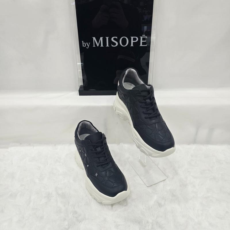 By 女性 星 ステッチ ポイント スニーカー 112HT330SI021 BLACK 2 JJ