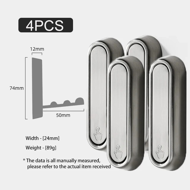 亜鉛合金折りたたみ式衣類フック,帽子,鍵,バッグ,家庭,キッチン,壁掛け,収納ラック,バスルームアクセサリー,4個 Silver-A-4pcs