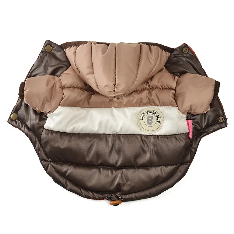 大型犬用防水ジャケット 暖かい犬の服 小 中 フレンチブルドッグ ペット用フード付きコート 衣類 Coffee 26