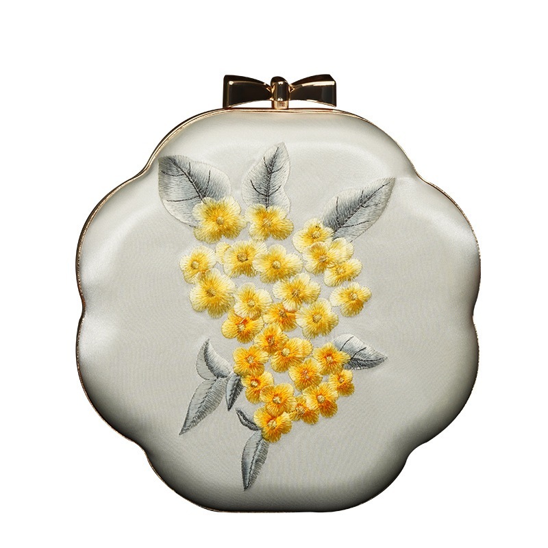 ナショナルバッグチャイナドレスバッグ女性レトロラウンド刺繍中国風アクセサリーポーチ