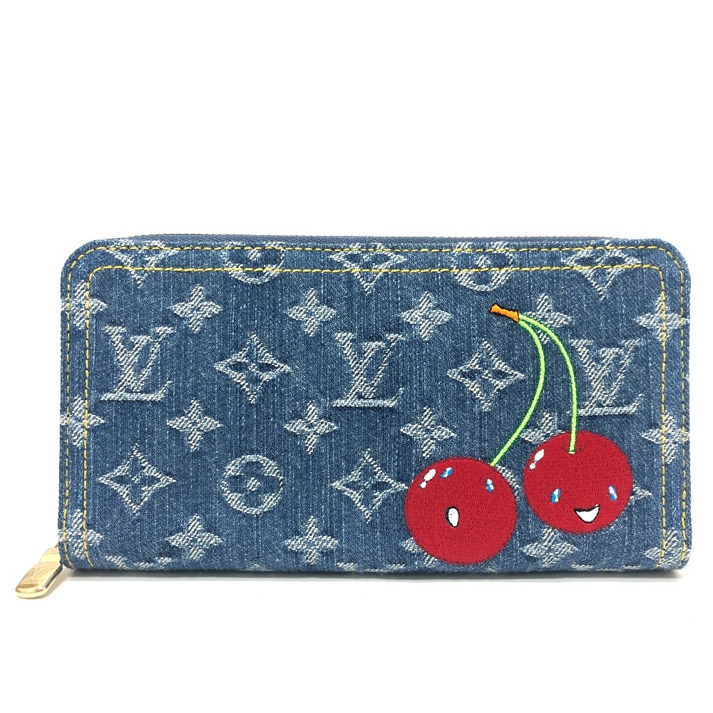 長財布 M23161 LV × TM ジッピー・ウォレット 村上隆コラボ モノグラムデニム 財布 ウォレット サクランボ チェリー ブルー
