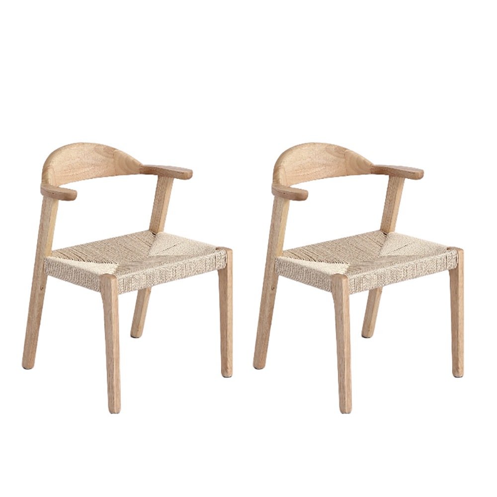 【2脚】ダイニングチェア 2脚セット お掃除ロボット対応 肘付き ウィンザーチェア 天然木無垢材 オーク ハーフアーム 椅子 木製おしゃれ 北欧　頑丈 イス 食卓椅子