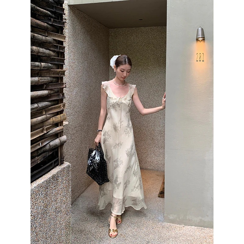 【急速出荷!】2025 新作 ワンピース 夏 半袖 長袖ワンピース ロングワンピース ロング シフォンワンピ ベアワンピ レースワンピ ドレス パーティードレス2025夏のフランスの気質vネックフッフ
