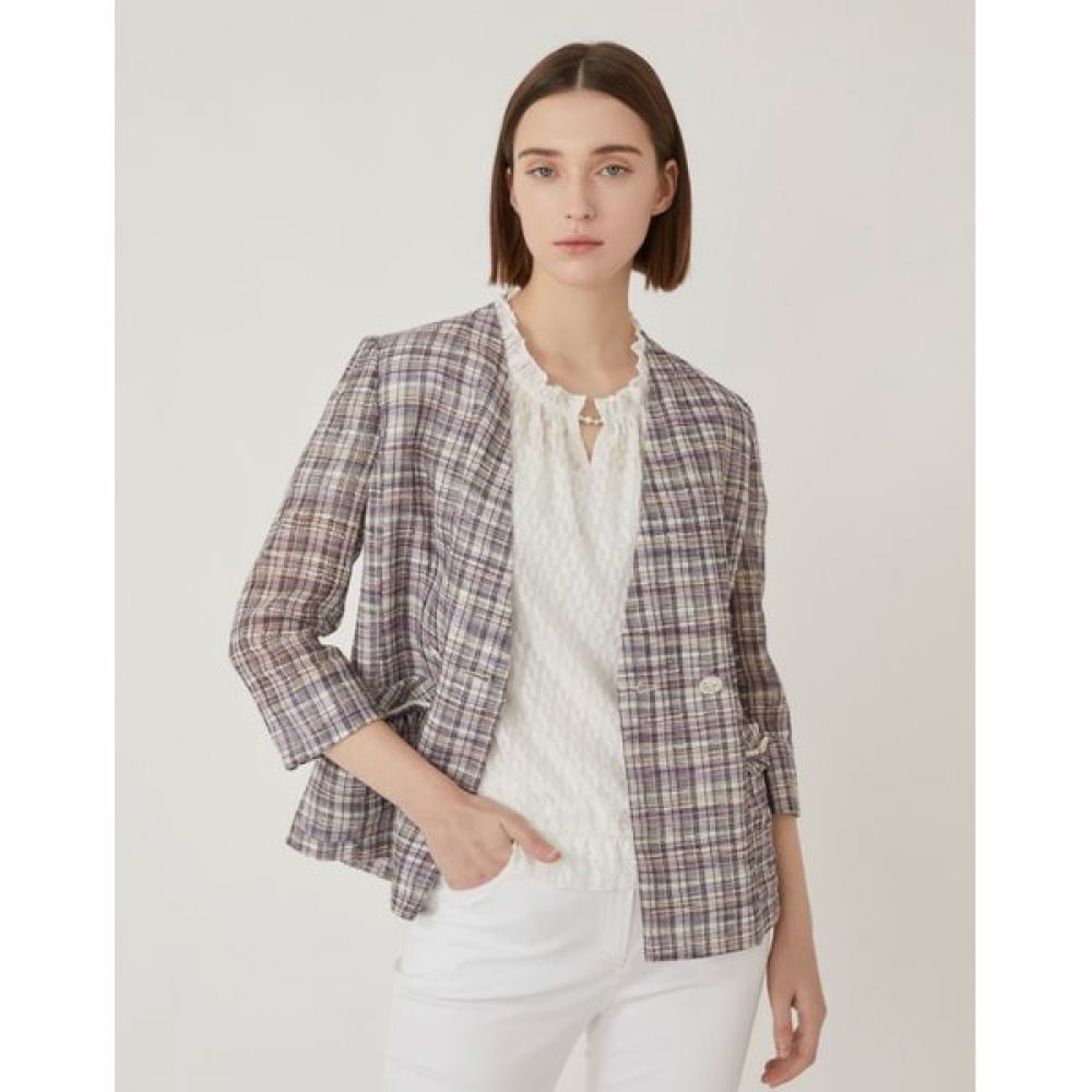 [オリビアローレン] ノーカラービビッドツイードジャケット_VOCFUYM3331 6,124円