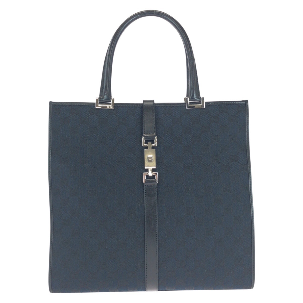 美品 ジャッキー ブラック 黒 シルバー金具 GGキャンバス/レザー 002 1064 トートバッグ ショルダーバッグ レディース 501554