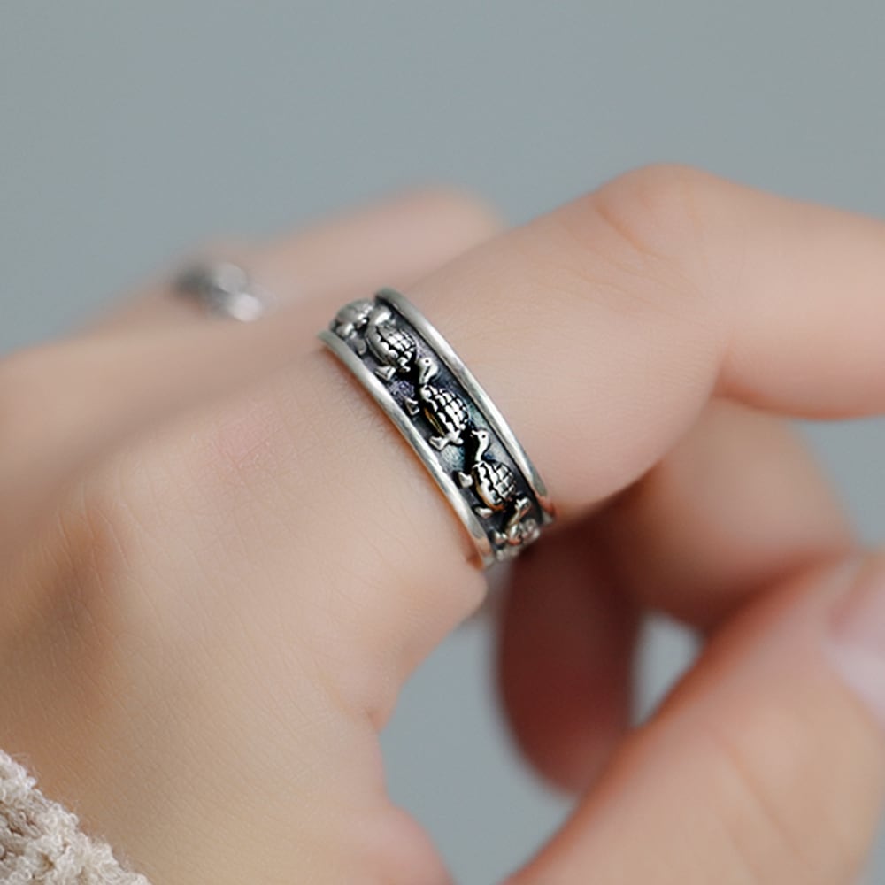 シルバー925無病長寿カメリング