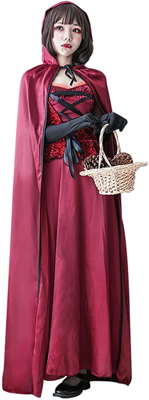 マント付き ハロウィン コスプレ コスチューム ロング丈 赤ずきん