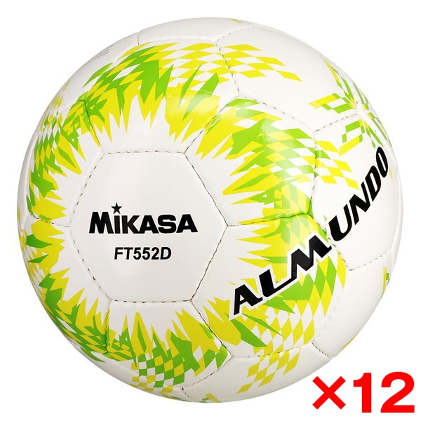 12個セット FT552D-YLG ALMUNDO サッカーボール 検定球 5号球 手縫い