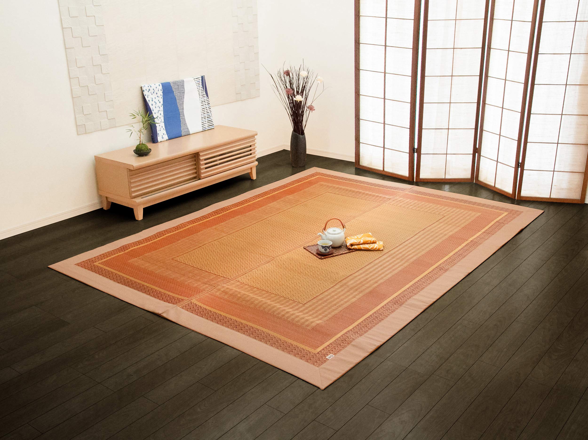 イケヒコ 国産 い草 ラグ カーペット DXランクス総色 ベージュ 約140×200cm 裏付き #8212650