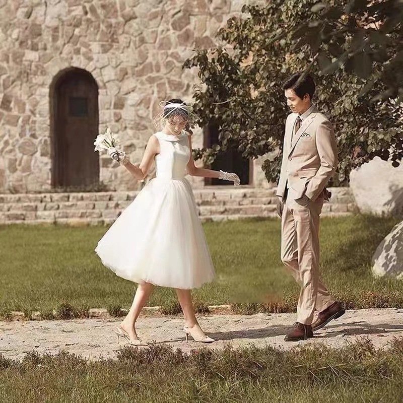 ミモレ丈ドレス ウェディングドレス 結婚式 白ワンピース チュールスカート Aライン 花嫁 二次会 最大68 オフ