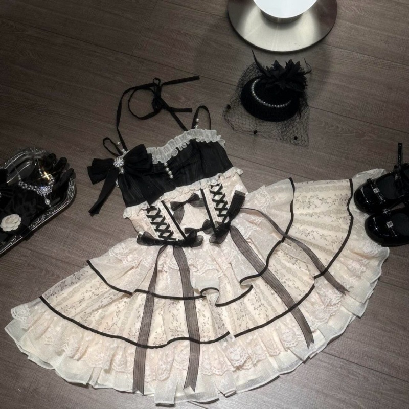 [新作追加] 大人気アメリカンハロウィンロリータ ロリータ ヴィンテージ・キャッスル ブラック ロリータ ブラウス ストライプスカート ツーピース コスプレ コスチューム ワンピース