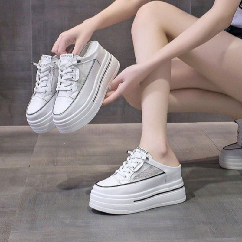 クーポン 軽量 かかとなし スリッポン レディース スニーカー サンダル 8cmヒール スリッパ カジュアルシュー ズ ミュール プラットフォーム 履きやすい 春夏 おしゃれ 歩きやすい 通気性 通勤